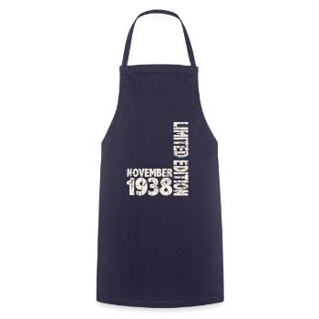November 1938 Limited Edition 85 Years Man Woman - Cooking Apron - navy - Front - AI Model Male 185 dark (185cm)