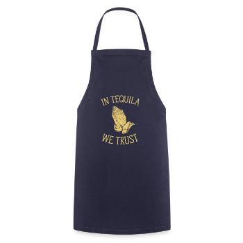En Tequila We Trust T-Shirt - Mains De Prière Drôle - Tablier de cuisine - marine - Devant - AI Model Male 185 dark (185cm)