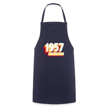 Novembre 1957 66 Ans Homme Femme Anniversaire - Tablier de cuisine - marine - Devant - AI Model Male 185 dark (185cm)