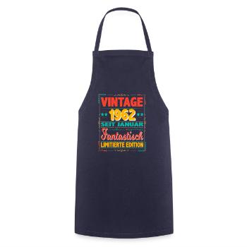 January 1962 Vintage Fantastic 62 Years Man - Cooking Apron - navy - Front - AI Model Male 185 dark (185cm)