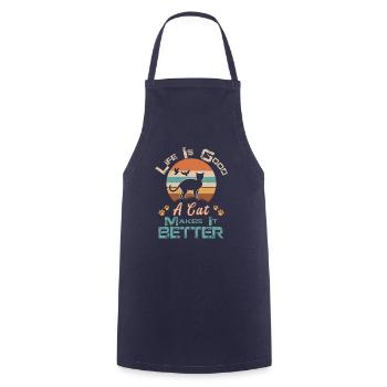 Vintage Black Cat Life Is Good A Cat Makes It Bett - Tablier de cuisine - marine - Devant - AI Model Male 185 dark (185cm)