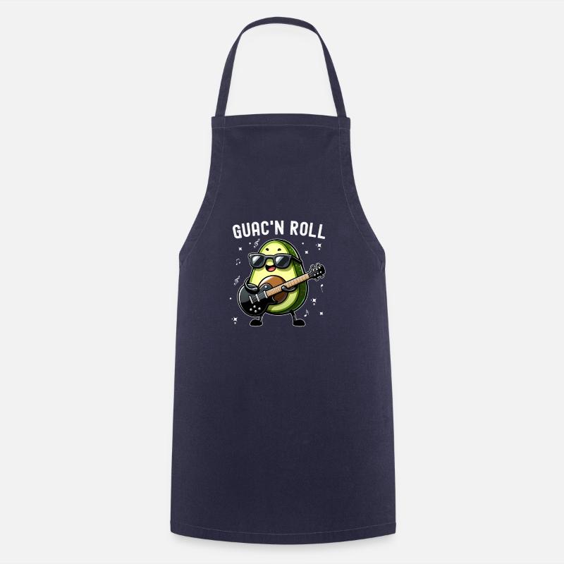 Guac and Roll Rocking Avocado Funny playing guitar - Cooking Apron - navy