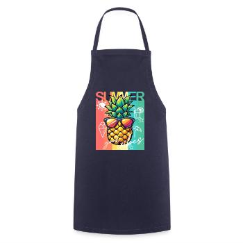 Summer feelings with pineapple retro - Cooking Apron - navy - Front - AI Model Male 185 dark (185cm)