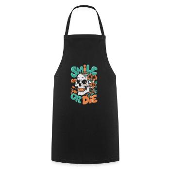SOURIRE OU MOURIR - Tablier de cuisine - noir - Devant - AI Model Male 185 dark (185cm)