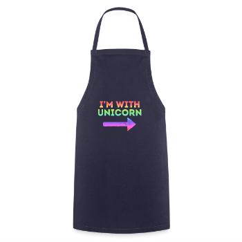 I'm With Unicorn Rainbow Magical Pointing Arrow - Cooking Apron - navy - Front - AI Model Male 185 dark (185cm)