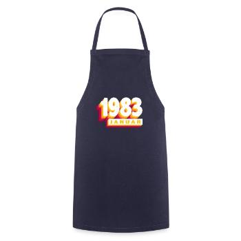 January 1983 0 41 years man woman birthday - Cooking Apron - navy - Front - AI Model Male 185 dark (185cm)
