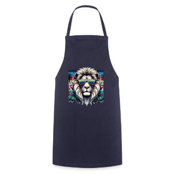 Funny Lion Clothing – Trendy Fashion for - Cooking Apron - navy - Front - AI Model Male 185 dark (185cm)