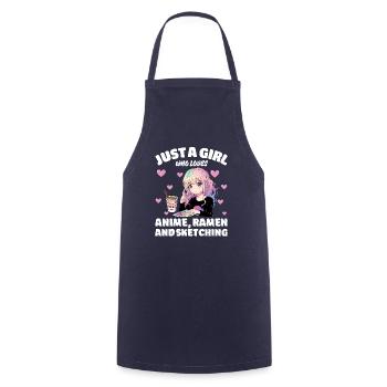 Just A Girl Who Loves Anime Ramen And Sketching - Kochschürze - Navy - Vorne - AI Model Male 185 dark (185cm)