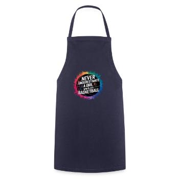 Never Underestimate A Girl Who Plays Basketball - Cooking Apron - navy - Front - AI Model Male 185 dark (185cm)
