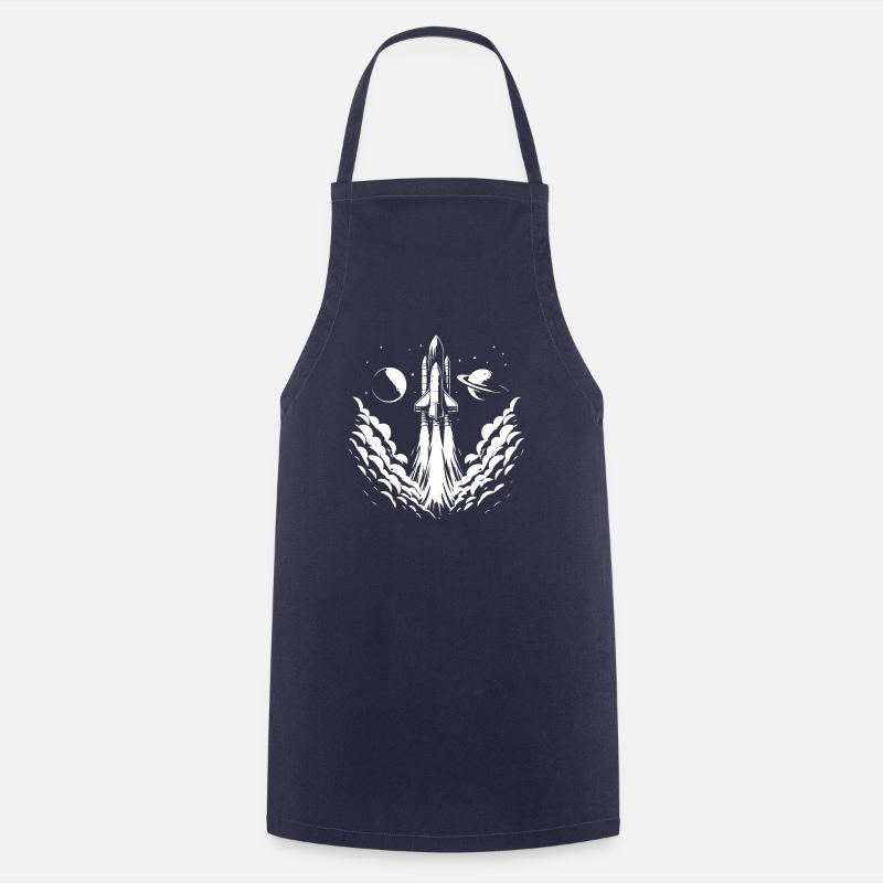 launching rocket, space, rocketry, - Cooking Apron - navy