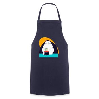 Le chat fête son cinquième anniversaire - Tablier de cuisine - marine - Devant - AI Model Male 185 dark (185cm)