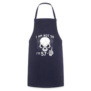 I Am 57 Plus Middle Finger - 58th Birthday - Cooking Apron - navy - Front - AI Model Male 185 dark (185cm)