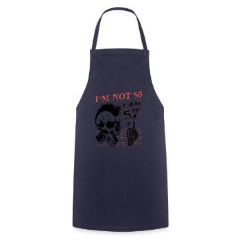 I Am 57 Plus Middle Finger - 58th Birthday - Cooking Apron - navy - Front - AI Model Male 185 dark (185cm)