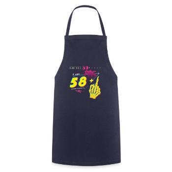 I'm Not 59, I'm 58 + Middle Finger - Born at 1966 - Cooking Apron - navy - Front - AI Model Male 185 dark (185cm)