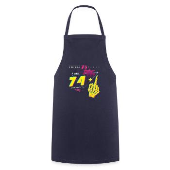 Nicht 75, nur 74 + Flip Off – Retro Style 1950 - Kochschürze - Navy - Vorne - AI Model Male 185 dark (185cm)