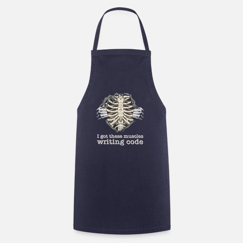 I Got These Muscles Writing Code for Nerd Geek - Cooking Apron - navy