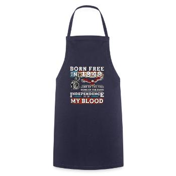Born Free in 1949 - 76 Years of American Strength - Cooking Apron - navy - Front - AI Model Male 185 dark (185cm)