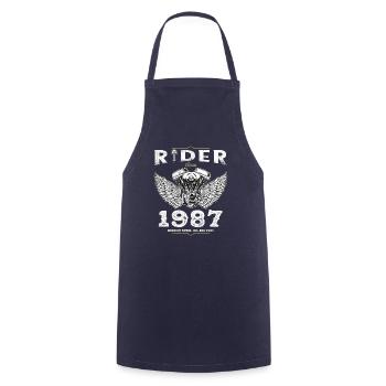 Rider Since 1987 - 38 Years of Speed & Adventure - Cooking Apron - navy - Front - AI Model Male 185 dark (185cm)