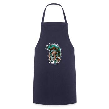 Spartan Skull - Cooking Apron - navy - Front - AI Model Male 185 dark (185cm)
