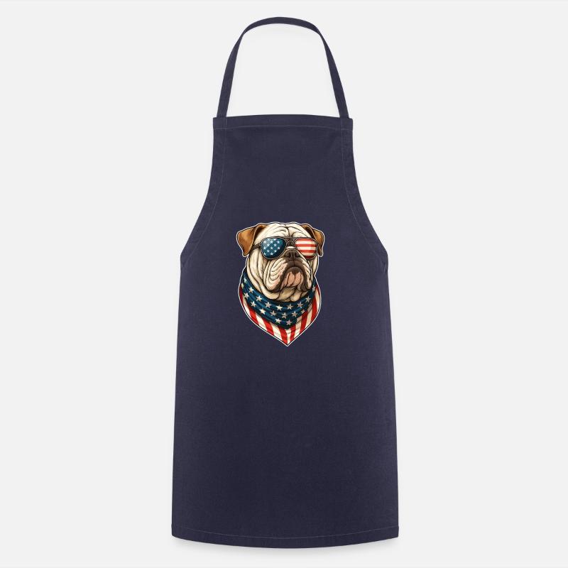 Bouledogue anglais États-Unis - Tablier de cuisine - marine