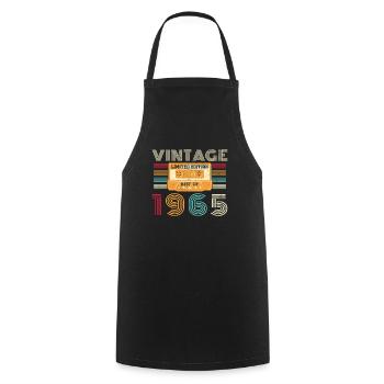 60 Année 1965 Vintage Rétro Anniversaire - Tablier de cuisine - noir - Devant - AI Model Male 185 dark (185cm)