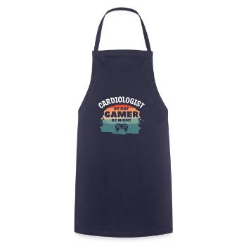 Cardiologist By Day Gamer By Night Cardiology - Cooking Apron - navy - Front - AI Model Male 185 dark (185cm)