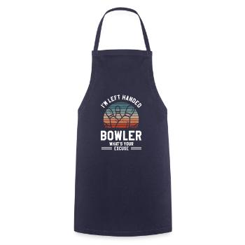 Je suis un joueur de quilles gaucher Quelle est votre excuse Bowling - Tablier de cuisine - marine - Devant - AI Model Male 185 dark (185cm)