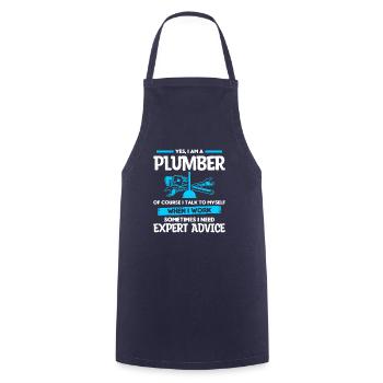 Yes I Am A Plumber Of Course I Talk To Myself When - Cooking Apron - navy - Front - AI Model Male 185 dark (185cm)