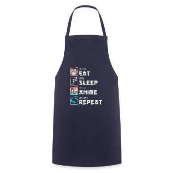 Cute Japanese Eat Sleep Anime Repeat Manga - Cooking Apron - navy - Front - AI Model Male 185 dark (185cm)