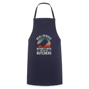 Les vrais héros sans cape sont appelés bouchers - Tablier de cuisine - marine - Devant - AI Model Male 185 dark (185cm)