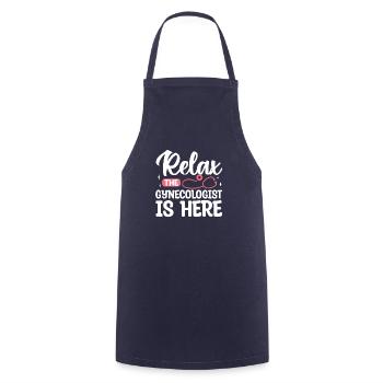 Relax The Gynecologist Is Here Gynecology OB/GYN - Cooking Apron - navy - Front - AI Model Male 185 dark (185cm)