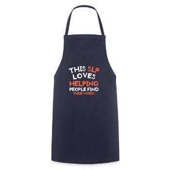 This SLP Loves Helping People Find Their Words - Cooking Apron - navy - Front - AI Model Male 185 dark (185cm)
