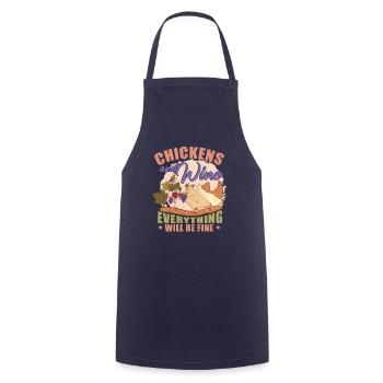 Funny Wine Chicken Farming - Cooking Apron - navy - Front - AI Model Male 185 dark (185cm)