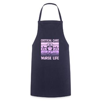 Critical Care Nurse Life CCRN ICU Nurses - Cooking Apron - navy - Front - AI Model Male 185 dark (185cm)