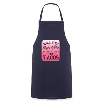 Donnera des instructions de sécurité de vol pour les tacos - Tablier de cuisine - marine - Devant - AI Model Male 185 dark (185cm)
