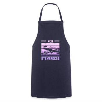 Mom Stewardess Flight Attendant Aviation - Cooking Apron - navy - Front - AI Model Male 185 dark (185cm)
