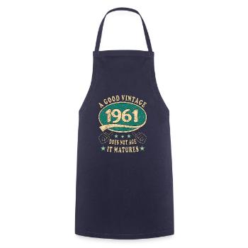 62ème Anniversaire 1961 '62 Bon Millésime - Tablier de cuisine - marine - Devant - AI Model Male 185 dark (185cm)