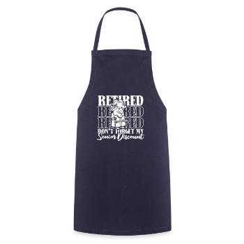 Retraite Pension Humour N’oubliez pas ma réduction - Tablier de cuisine - marine - Devant - AI Model Male 185 dark (185cm)