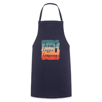 Jesus Coffee Crafting Crafts DIY Crafter - Cooking Apron - navy - Front - AI Model Male 185 dark (185cm)