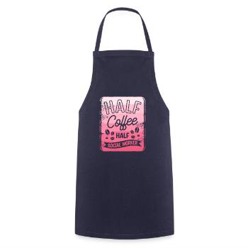 Halb Kaffee halb Sozialarbeiter Kaffeeliebhaber - Kochschürze - Navy - Vorne - AI Model Male 185 dark (185cm)