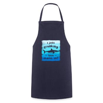 I Just Freaking Love Sharks Ok Shark Lover - Cooking Apron - navy - Front - AI Model Male 185 dark (185cm)