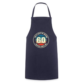 60th birthday so you see with 60 retro gift - Cooking Apron - navy - Front - AI Model Male 185 dark (185cm)