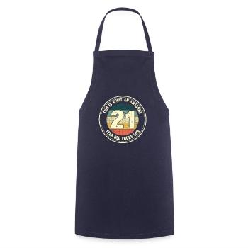 21ème anniversaire pour que vous voyiez avec 21 cadeaux rétro - Tablier de cuisine - marine - Devant - AI Model Male 185 dark (185cm)