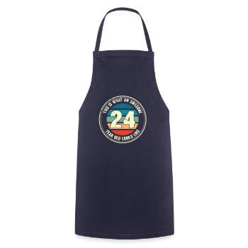 24e anniversaire pour que vous voyiez avec 24 cadeaux rétro - Tablier de cuisine - marine - Devant - AI Model Male 185 dark (185cm)