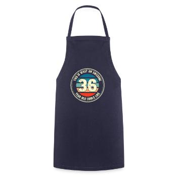 36e anniversaire pour que vous voyiez avec 36 cadeaux rétro - Tablier de cuisine - marine - Devant - AI Model Male 185 dark (185cm)