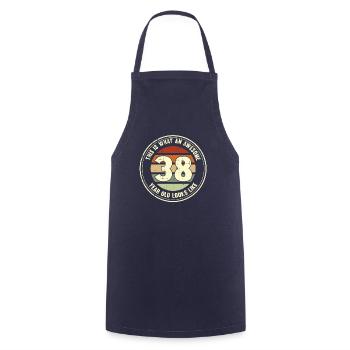 38e anniversaire pour que vous voyiez avec 38 cadeaux rétro - Tablier de cuisine - marine - Devant - AI Model Male 185 dark (185cm)