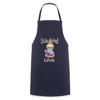 Schulkind Louis Faultier - Kochschürze - Navy - Vorne - AI Model Male 185 dark (185cm)