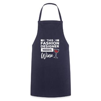 This Fashion Designer Needs Wine Designing - Cooking Apron - navy - Front - AI Model Male 185 dark (185cm)