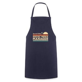 Vintage-Sonderausgabe Social-Media-Manager - Kochschürze - Navy - Vorne - AI Model Male 185 dark (185cm)