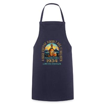89e anniversaire 1934 89 Bon millésime Whisky - Tablier de cuisine - marine - Devant - AI Model Male 185 dark (185cm)